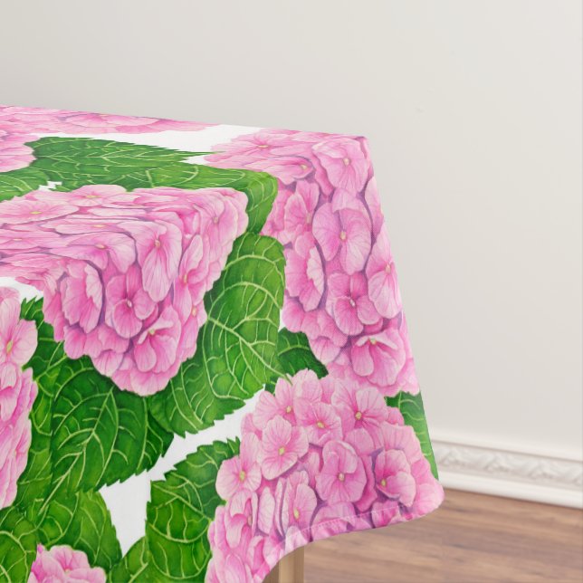 Hydrangea waterolor pattern tablecloth (In Situ)
