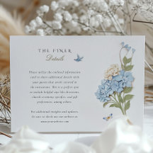 Hydrangea Wedding Information Card Vintage