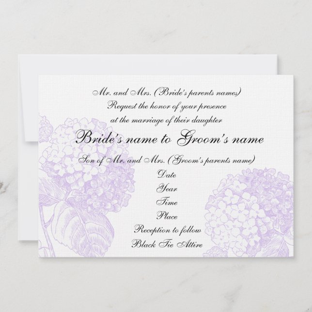 Hydrangea Wedding Invitation (Front)
