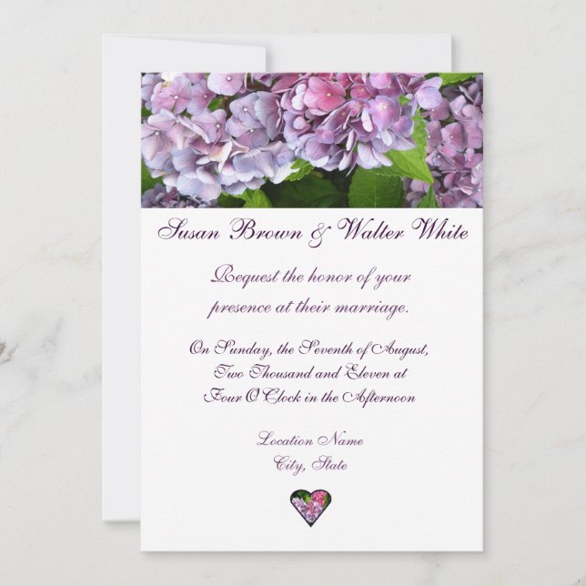 Hydrangea Wedding Invitation (Front)