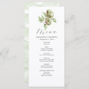 Hydrangea Wedding Menus 