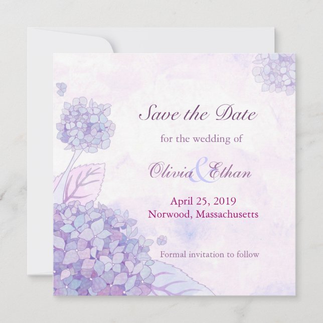 Hydrangea Wedding Save the Date (Front)