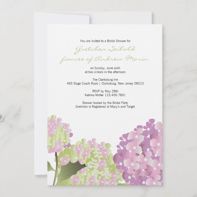 Hydrangea Wedding Shower Invitation (Front)