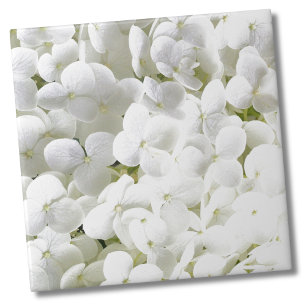 Hydrangea White Floral Pattern Tile
