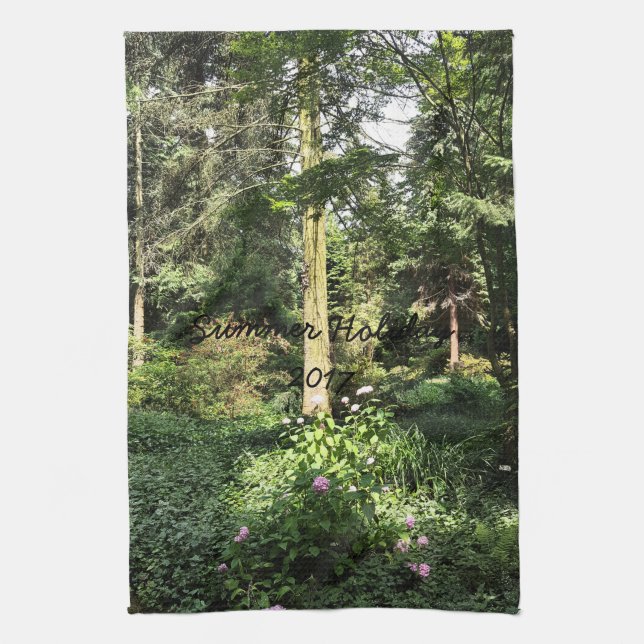 Hydrangea Wood Trees Nature Photography Tea Towel (Vertical)