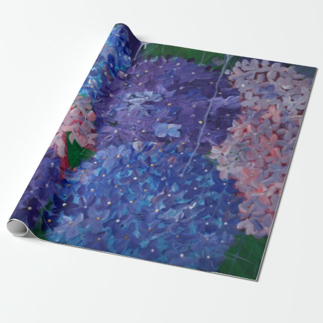 Hydrangea Wrapping Paper - Unique Design (Unrolled)