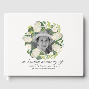 Hydrangea Wreath Photo Memorial Funeral Guest Book