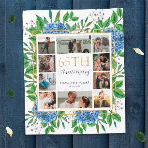 Hydrangeas 65th Anniversary Custom Photo Collage Fleece Blanket