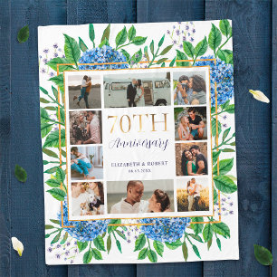 Hydrangeas 70th Anniversary Custom Photo Collage Fleece Blanket