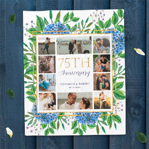 Hydrangeas 75th Anniversary Custom Photo Collage Fleece Blanket
