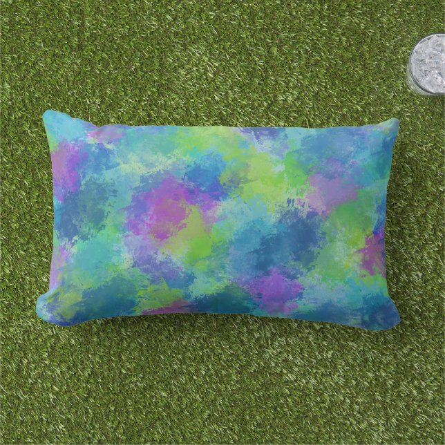 Hydrangeas Abstract Lumbar Cushion (Grass)