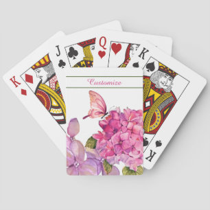 Hydrangeas and Butterfly Classic Playing Cards
