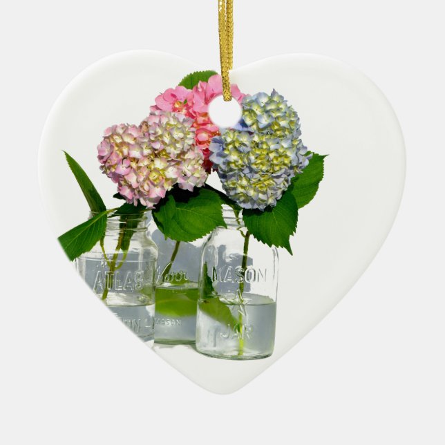 hydrangeas and mason jar ceramic tree decoration (Front)