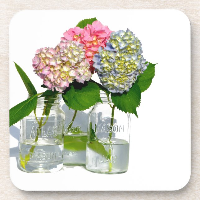 hydrangeas and mason jar coaster (Front)