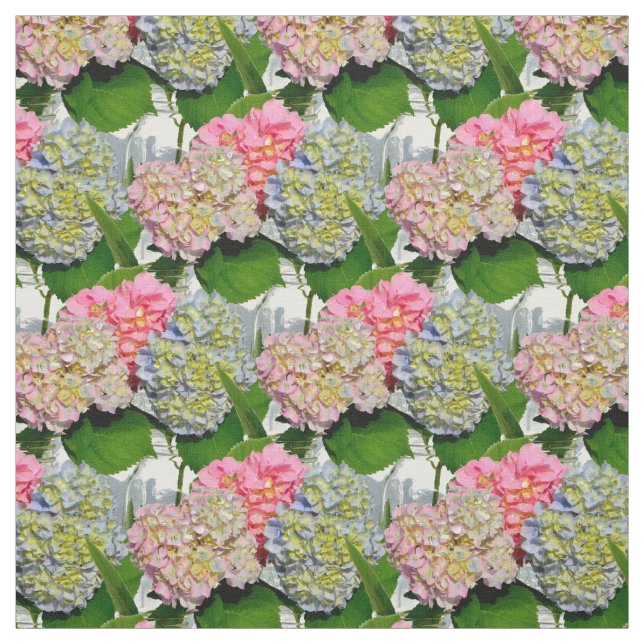 Hydrangeas and Mason jar Fabric (Swatch)