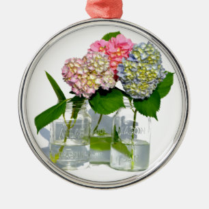 Hydrangeas and Mason jar Metal Tree Decoration