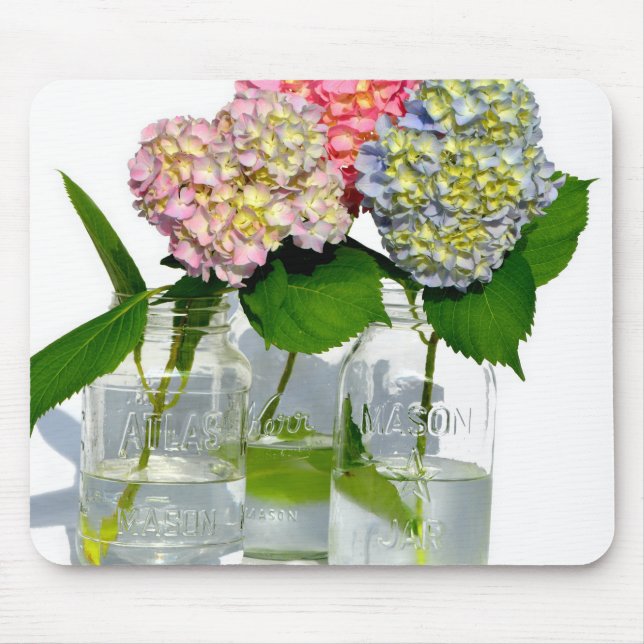 Hydrangeas and Mason jar Mouse Pad (Front)