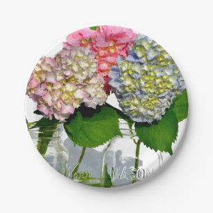 Hydrangeas and Mason jar Paper Plate