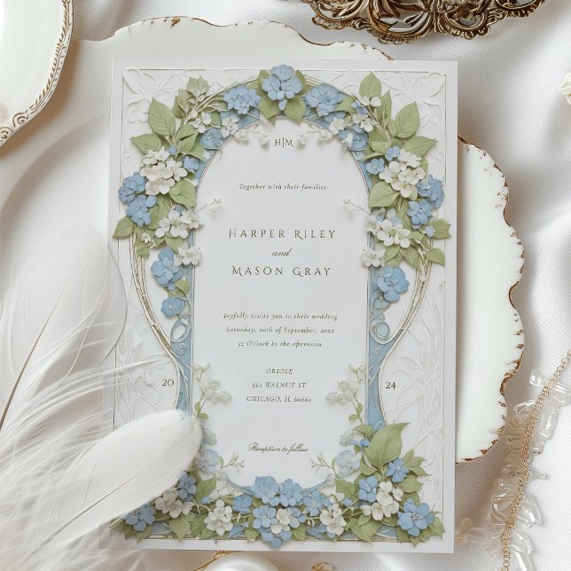 Hydrangeas Art Nouveau Wedding Invitation (Creator Uploaded)