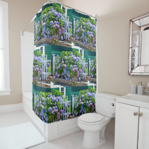 Hydrangeas By Seaside Cottage Shower Curtain