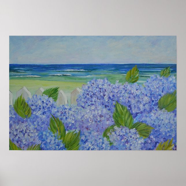 Hydrangeas By The Sea Poster (Front)