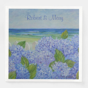 Hydrangeas By The Sea Wedding Napkin