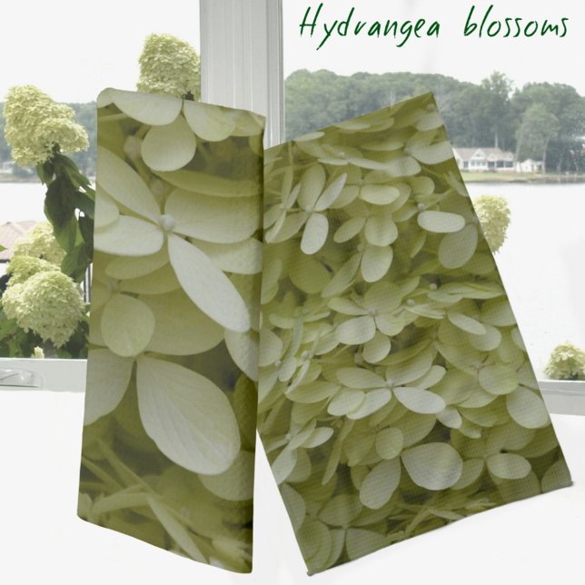 Hydrangeas Elegant Celadon Green Flowers Tea Towel (Creator Uploaded)