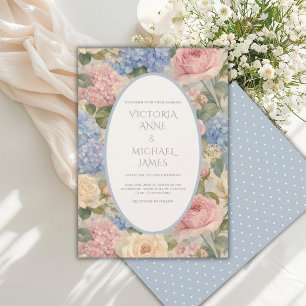 Hydrangeas Floral Vintage Wedding Invitation