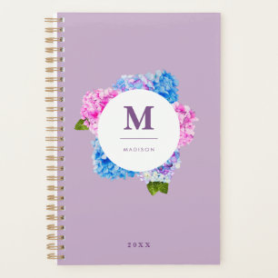 Hydrangeas Floral Wreath   Monogram Planner