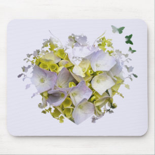 Hydrangeas in a Heart Cutout Mouse Pad