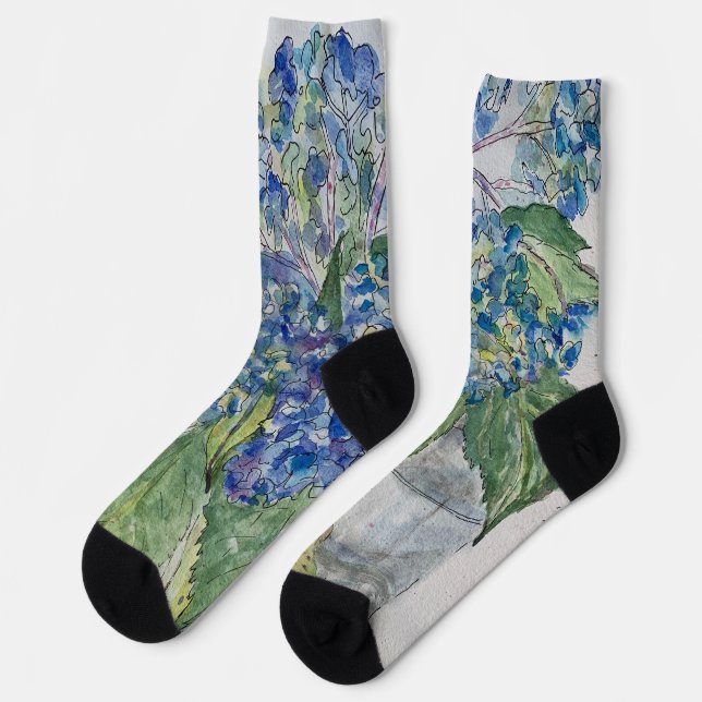 Hydrangeas in Water Crew Socks (Left)