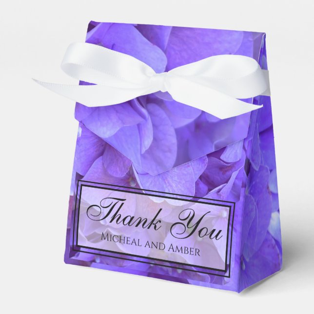 Hydrangeas Lavender lilac Favour Box (Front Side)