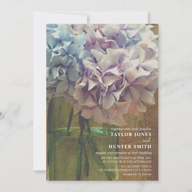 Hydrangeas Mason Jar Wedding Invitation (Front)