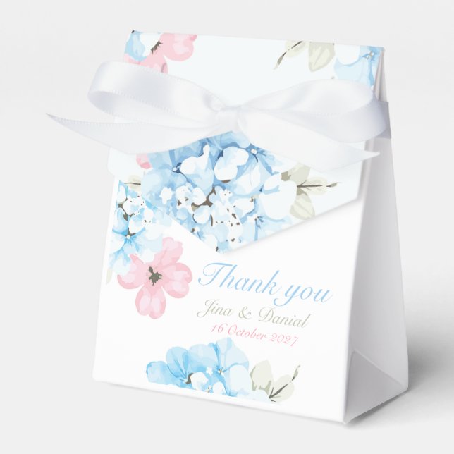 Hydrangeas Pastel Bloom Favour Box (Front Side)