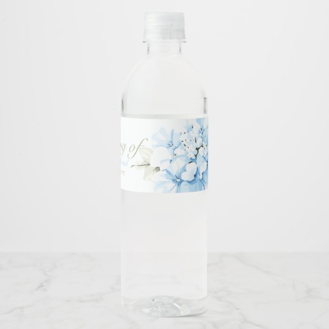 Hydrangeas Pastel Bloom Water Bottle Label (Front)