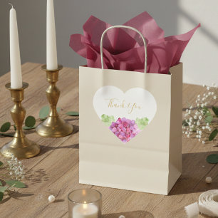 Hydrangeas Pink Hues Floral Wedding Thank You Heart Sticker