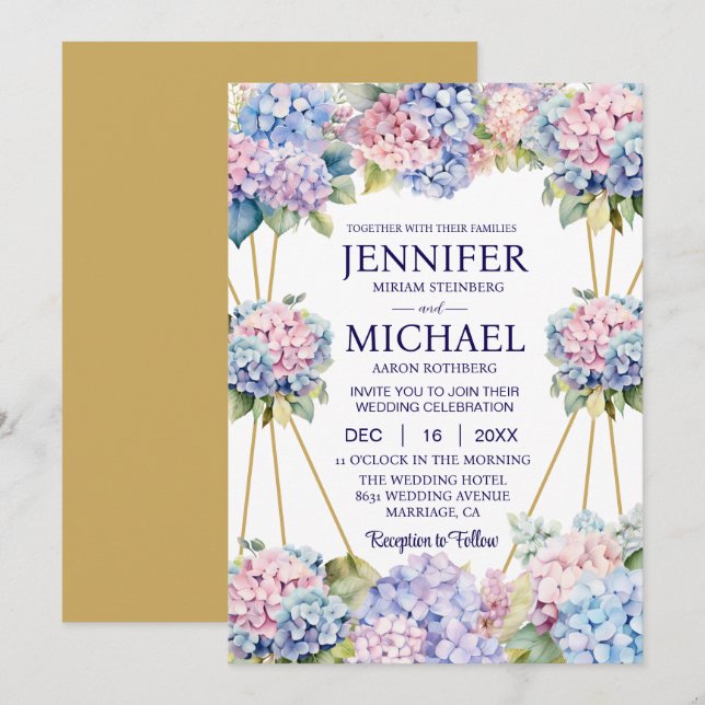 Hydrangeas Spring Flowers Wedding Invitations (Front/Back)