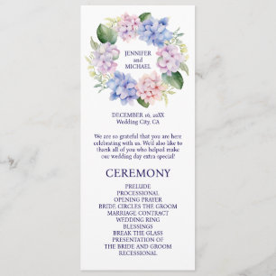 Hydrangeas Spring Flowers Wedding Program Programme
