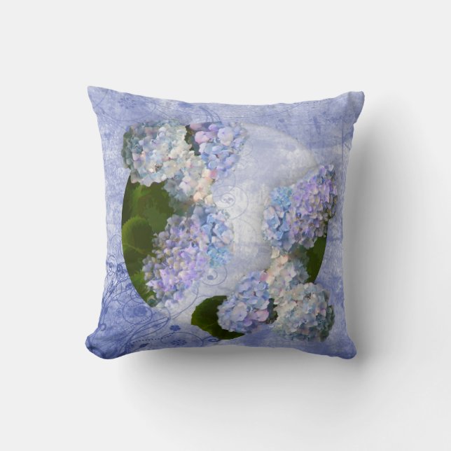 Hydrangeas Throw Pillow (Front)
