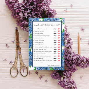 Hydrangeas Watercolor Guess Who Bridal Shower Game