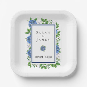 Hydrangeas Watercolor Wedding Plates for Reception