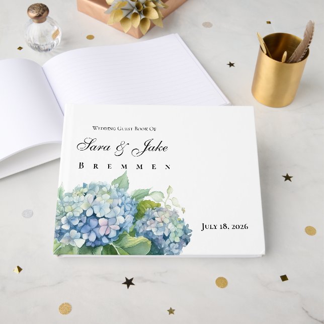 Hydrangeas Wedding Guest Book (Front Open)