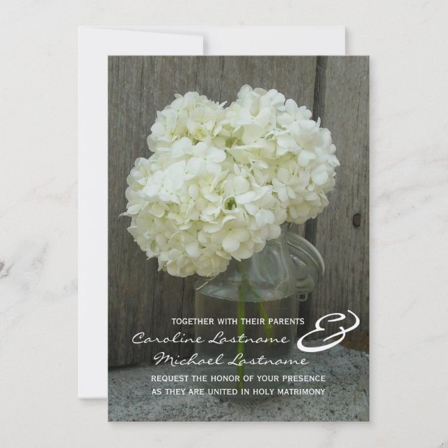 Hydranges & Barnwood Wedding Invite (Front)