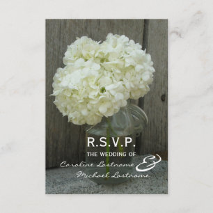 Hydranges & Barnwood Wedding RSVP Card