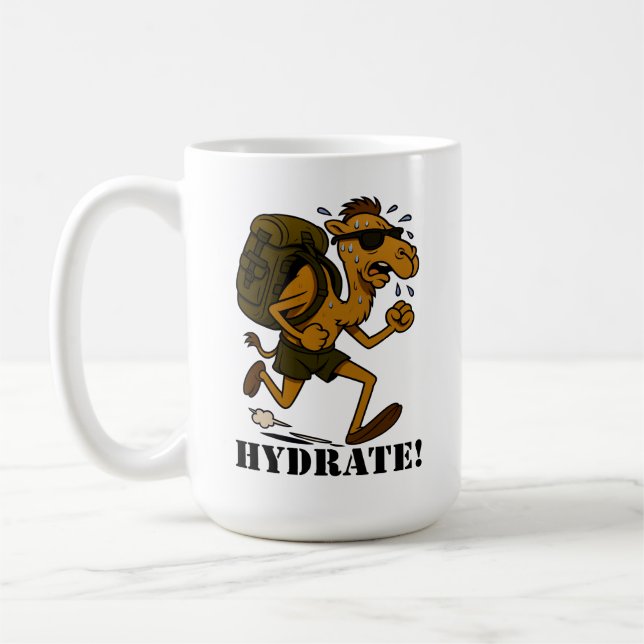 Hydrate – Funny Camel Running Fitness Design Coffee Mug (Left)