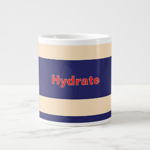 HYDRATE Logo Creme + Dk Blue Stripe Large Coffee Mug