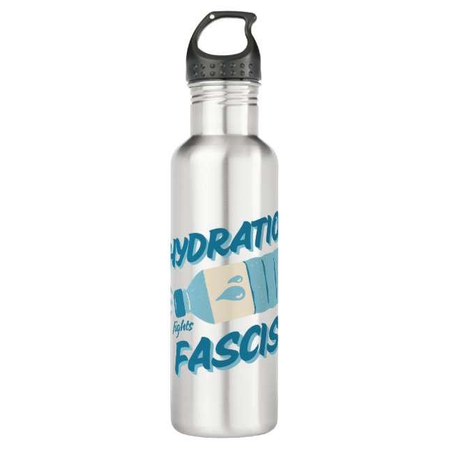 Hydration Fights Fascism Water Bottle (Front)
