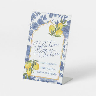 Hydration Station- Lemon Chic-tique Chinoiserie  Pedestal Sign