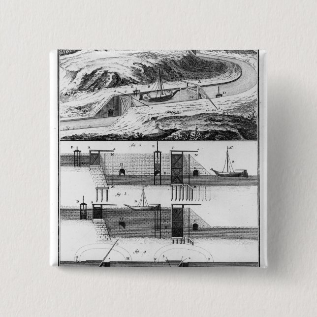 Hydraulic, canal and locks 15 cm square badge (Front)