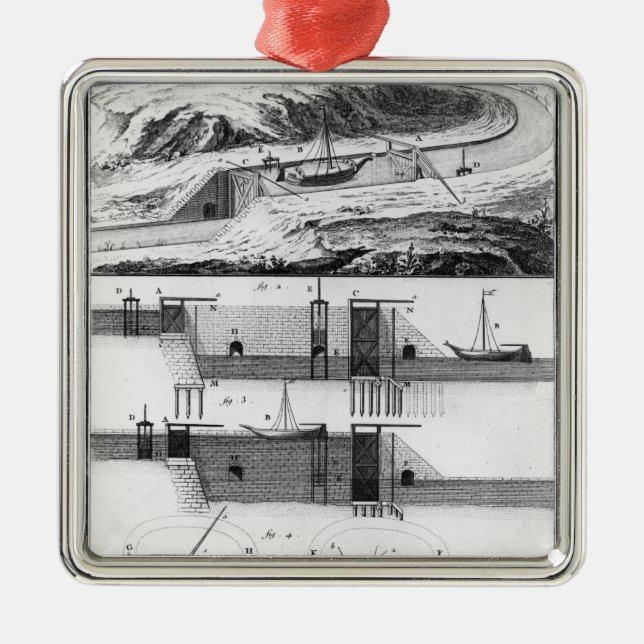 Hydraulic, canal and locks metal tree decoration (Front)